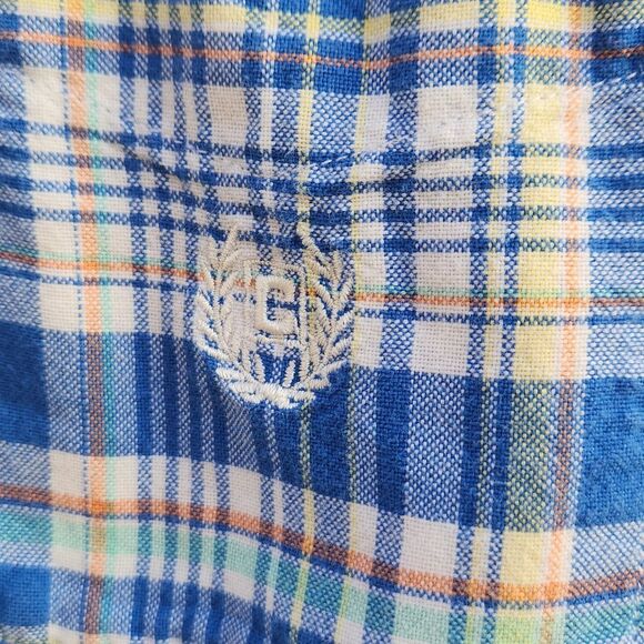 Chaps men's XXL blue plaid 100% cotton button-down collar casual shirt - Picture 2 of 7